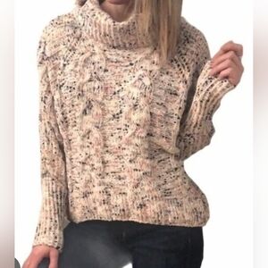 Anthropologie moon & madison Multicolor Cable Turtleneck Sweater Medium 25PTP